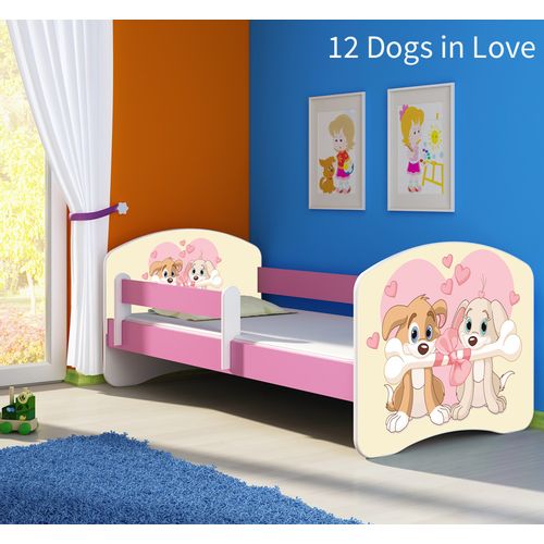 Dječji krevet ACMA s motivom, bočna roza 180x80 cm 12-dogs-in-love slika 1