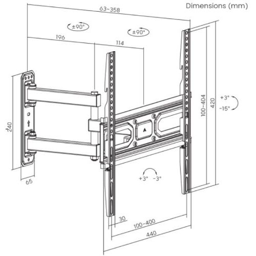 SBOX izvlačno okretni nosač 32"-55", do 35kg PLB-3644-2 slika 2