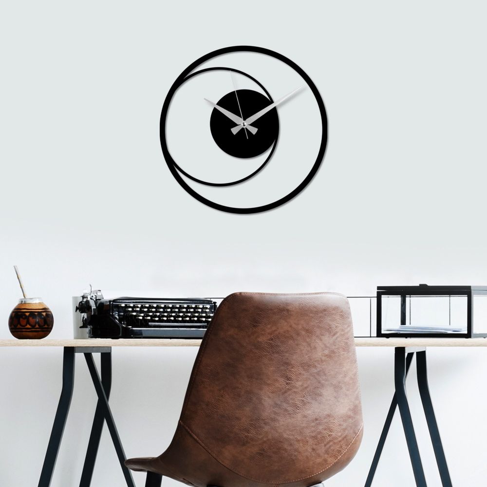 Decorative metal wall clock Circle 15, colour: black slika 2