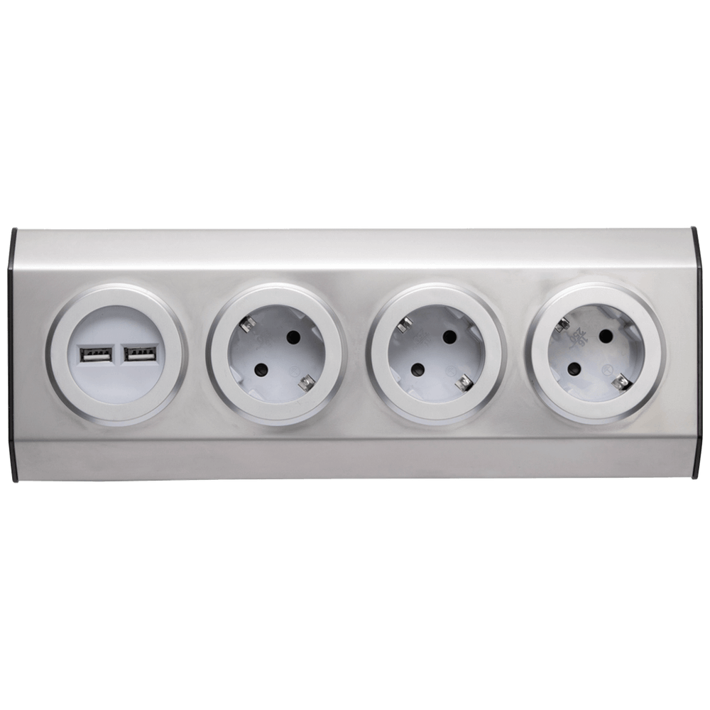home Strujni razdjeljnik sa 3 utičnice + USB, INOX - KNV 03/USB slika 1