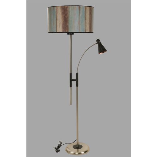 Forza Mat Krom Lambader Silindir Renkli Abajurlu Multicolor Floor Lamp slika 3