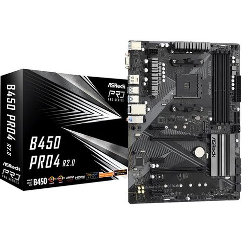 Matična ploča ASRock B450 PRO4 R2.0, AM4, DDR4, 4xSATA, ATX slika 1