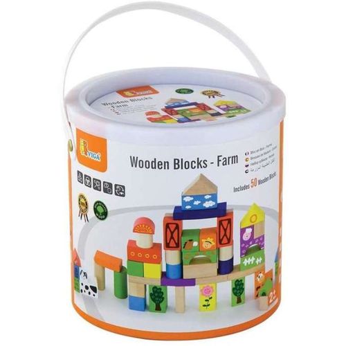 Viga Wooden Block Farm - Drvene kocke farma, 50kom slika 1