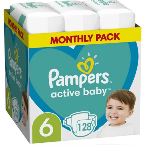 Pampers Active Baby - XXL Mjesečno Pakiranje Pelena veličina 6, 128 komada slika 2