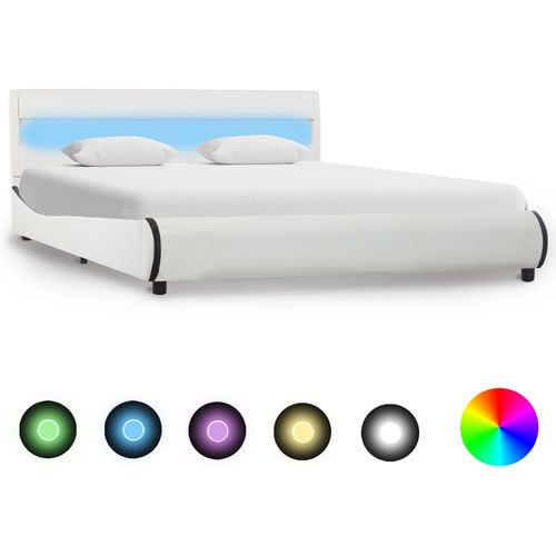 Okvir za krevet od umjetne kože LED bijeli 140 x 200 cm slika 10