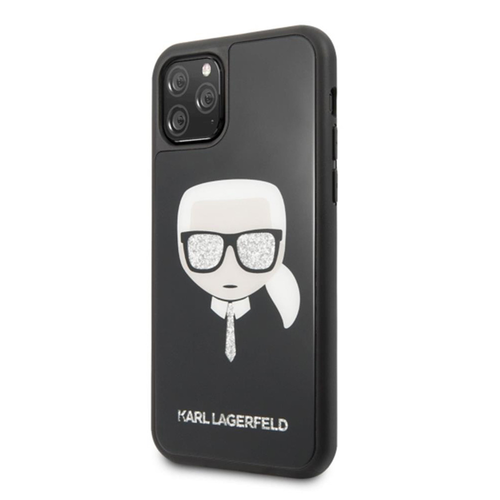 Maska Karl Lagerfeld Double Layers Glitter Head za iPhone 11 Pro 5.8 crna (KLHCN58DLHBK) slika 1