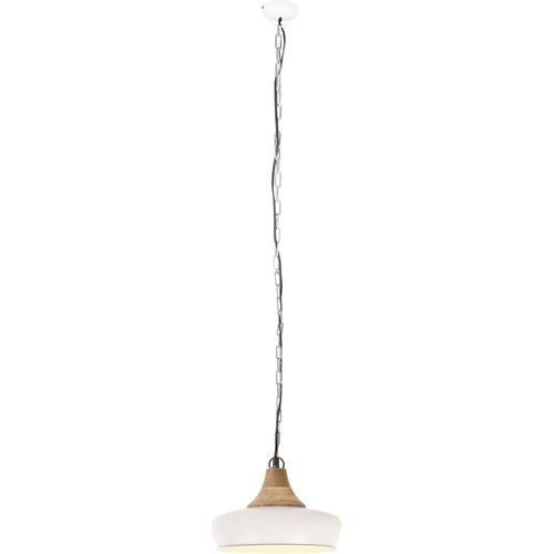 Industrijska viseća svjetiljka bijela 26 cm E27 željezo i drvo slika 5