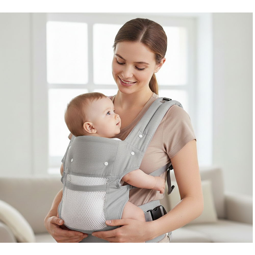Višenamjenska ergonomska nosiljka za bebe s prozračnom mrežom i uklonjivim osloncem za glavu slika 2