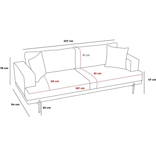 Atelier Del Sofa Trosjed, Antracit, Liva - Anthracite slika 10