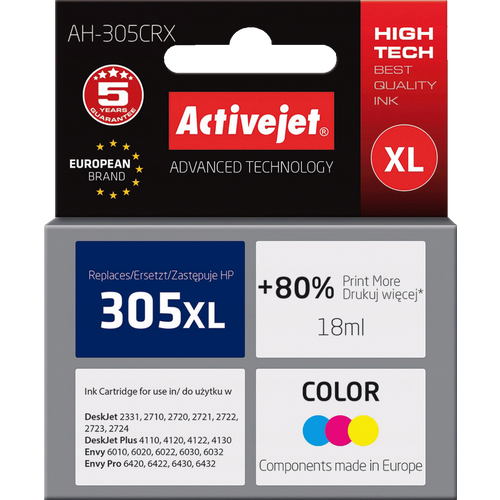 Activejet Tinta za printer, HP 305XL, boje, zapremina 18 ml. - AH-305CRX slika 1