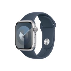 Apple Watch S9 GPS 41mm Silver with Storm Blue Sport Band - S/M