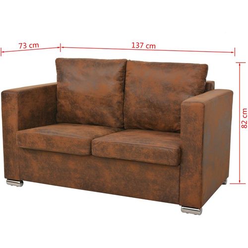 3-dijelni set sofa od umjetne brušene kože slika 13