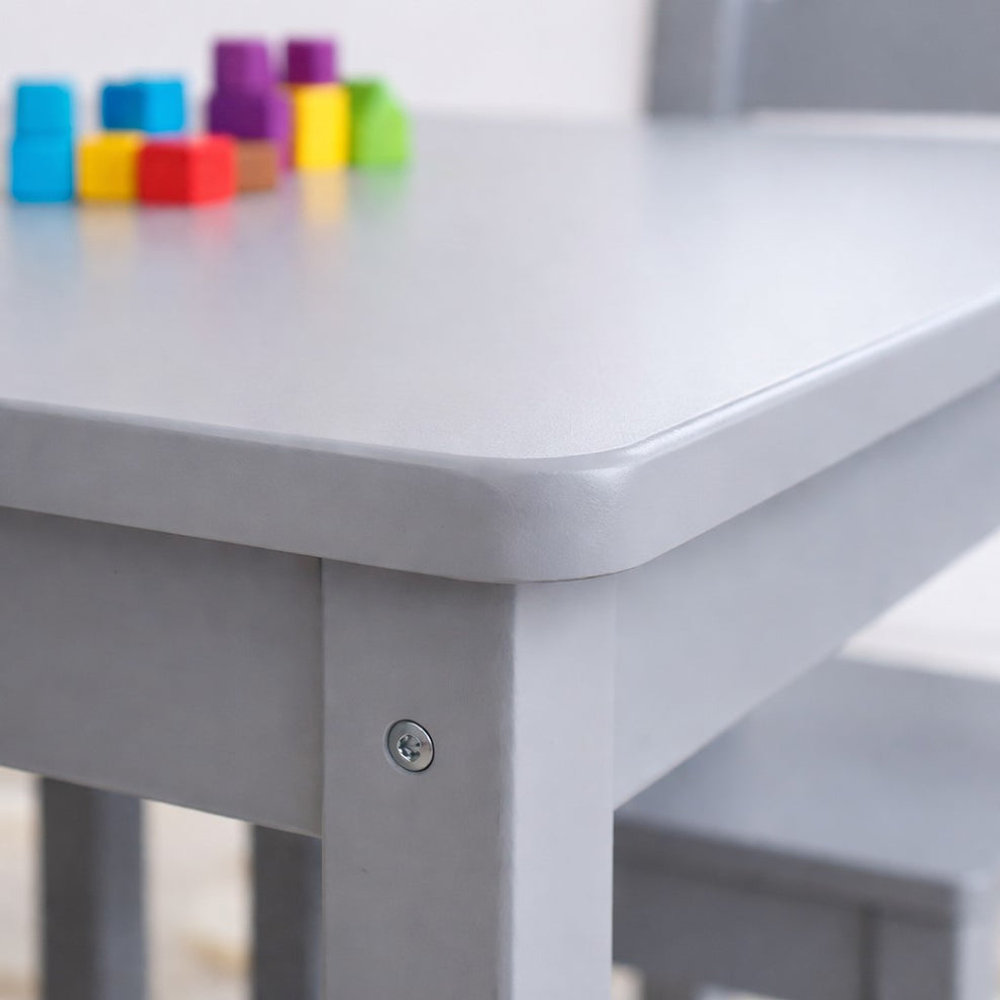 Kinder Home Dječiji drveni sto sa četiri stolice, Sivi slika 3