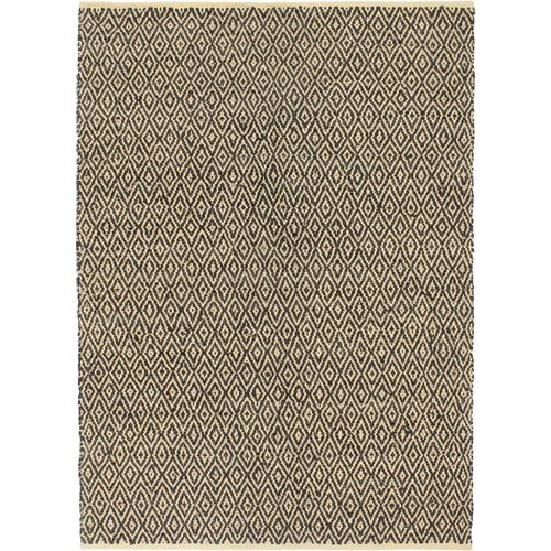 Ručno tkani tepih Chindi od kože i pamuka 120 x 170 cm crni slika 1