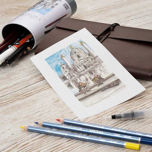 CRETACOLOR umjetnički set urban sketching (grafitne olovke, bojice aquarel marino, kist, šiljilo) 400 82 slika 13