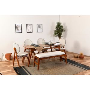 Set stola i stolica Touch (4S-1B) WalnutCream (6 komada)
