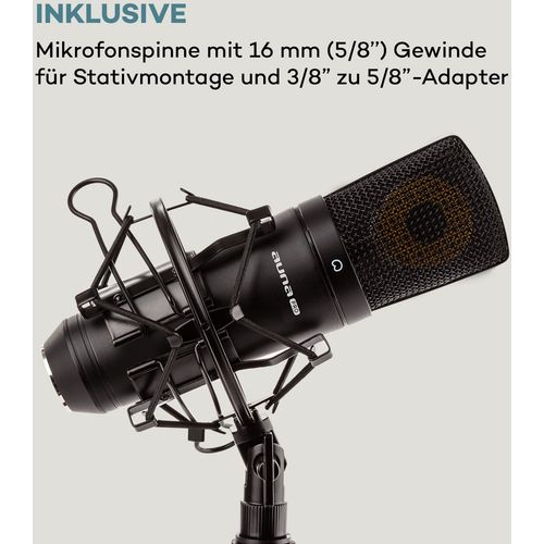 Auna Pro MIC-920B, USB kondenzatorski mikrofon, studijski, velika membrana, crna boja slika 13