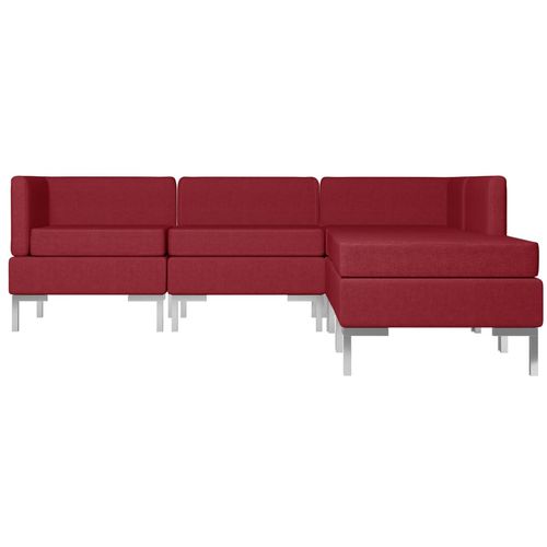 5-dijelni set sofa od tkanine crvena boja vina slika 3