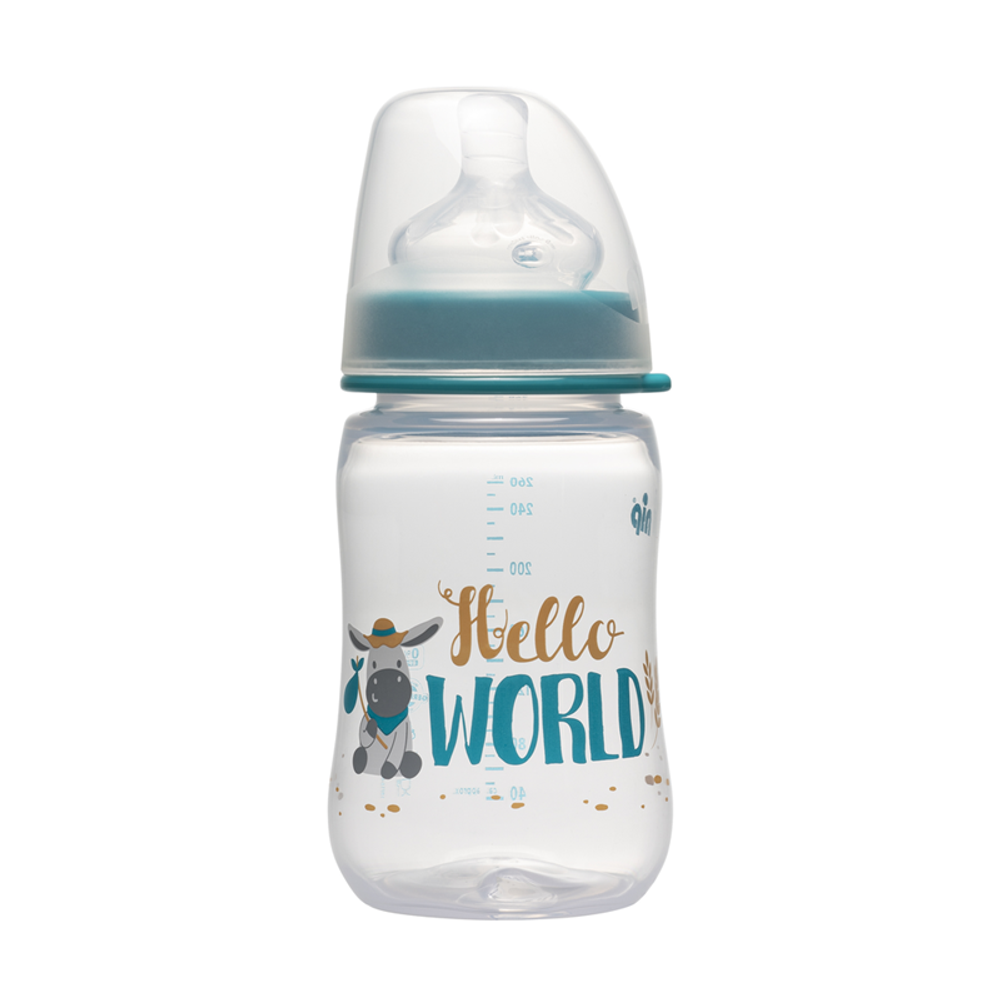 nip® Plastična flašica širokog grla sa silikonskom dudom 260ml 0m+ Boy slika 1