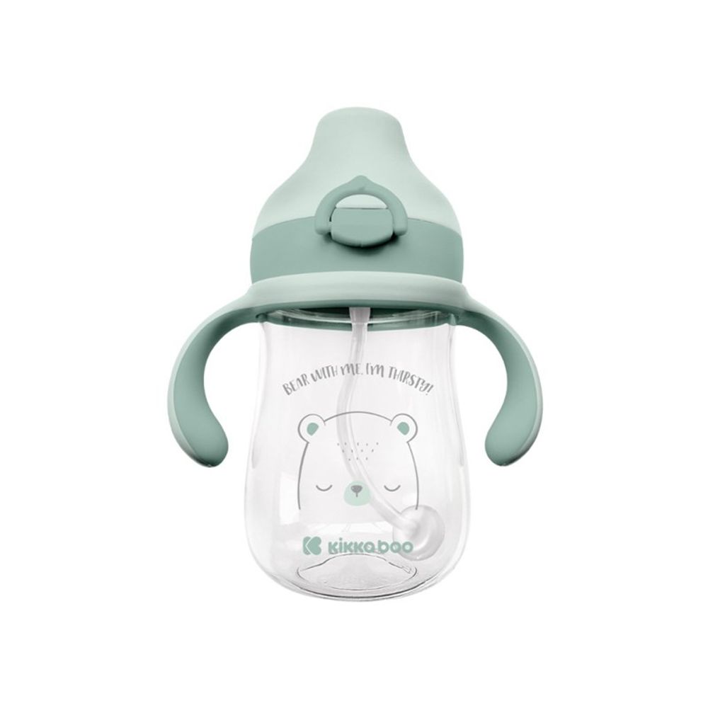 Kikka Boo Tritan flašica sa slamkom Bear 300ml, Mint slika 1