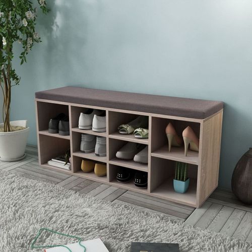 242555 Shoe Storage Bench 10 Compartments Oak Colour slika 16