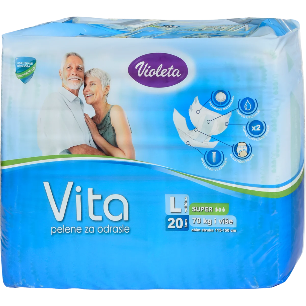Violeta Vita pelene za inkontinenciju L Super 20 kom slika 1