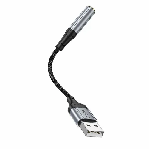 HOCO AUX adapter USB A (muški) na utičnicu 3,5 mm (ženski) LS36 0,12 m crni slika 3