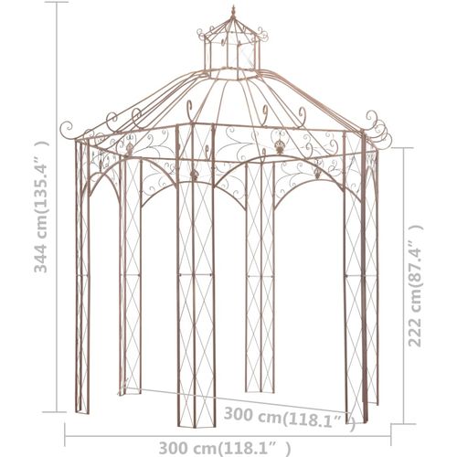 Vrtni paviljon antikni smeđi 3 m željezni slika 31