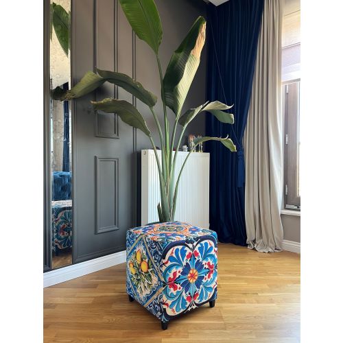 Jungle Scar Pouffe - Blue Blue Pouffe slika 1