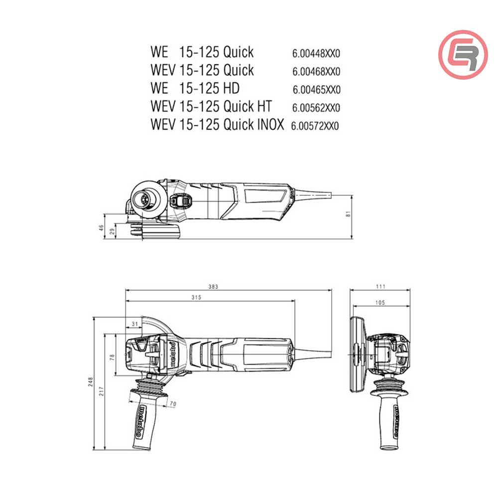 Metabo Brusilica WEV 15-125 Quick Kutna Elektronik 125 mm / 1.550 W - 600468000 slika 9