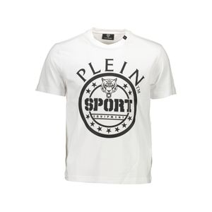 PLEIN SPORT WHITE MEN'S SHORT SLEEVE T-SHIRT