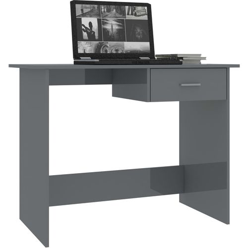 Radni stol visoki sjaj sivi 100 x 50 x 76 cm od iverice slika 3