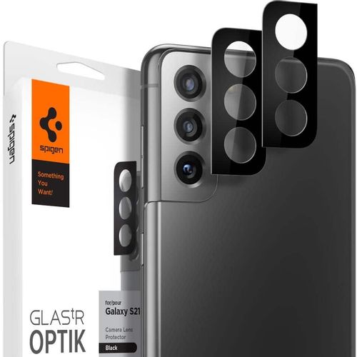 SPIGEN OPTIK.TR KALJENO STAKLO 2-KOM ZA LEĆU KAMERE SAMSUNG GALAXY S21 CRNO slika 1