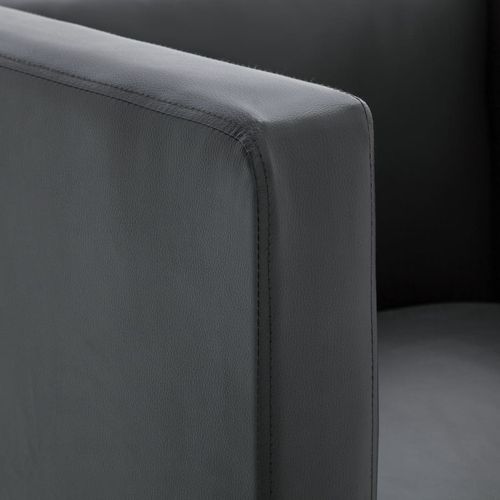 Kockasta fotelja od umjetne kože siva slika 43