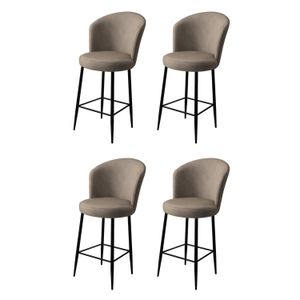 Fora - Cappuccino, Crni Bar Stol Set (4 Komada)
