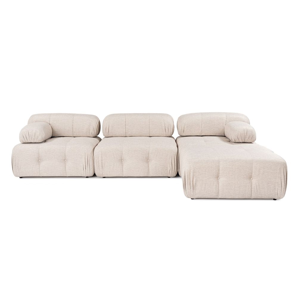 Doblo 3 Sjedala sa Pouffom (L1-O1-1R-Pouffe) - Svijetlosmeđi Kutni Sofe slika 4