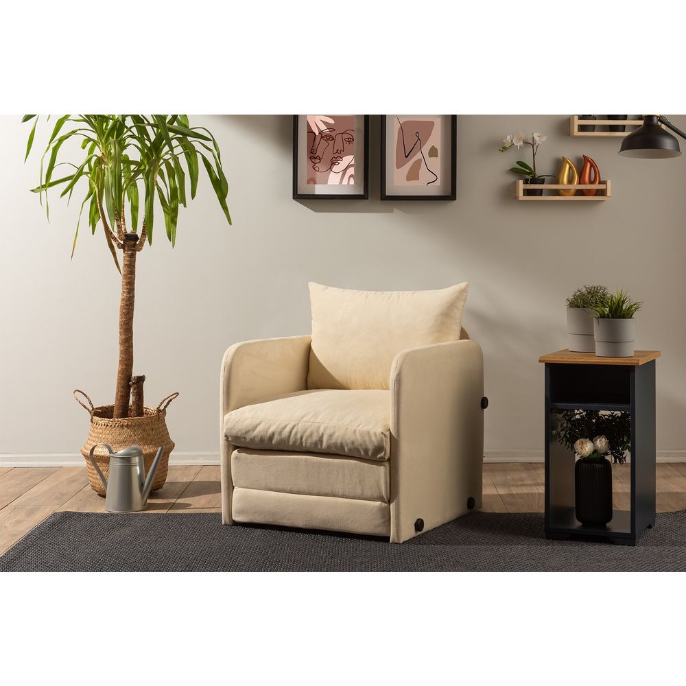 Saga Single - Krevet-sofa u krem boji za jednu osobu slika 1