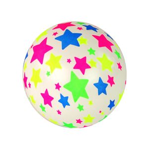 Gumena lopta - 22 cm - bijela sa šarenim zvijezdicama