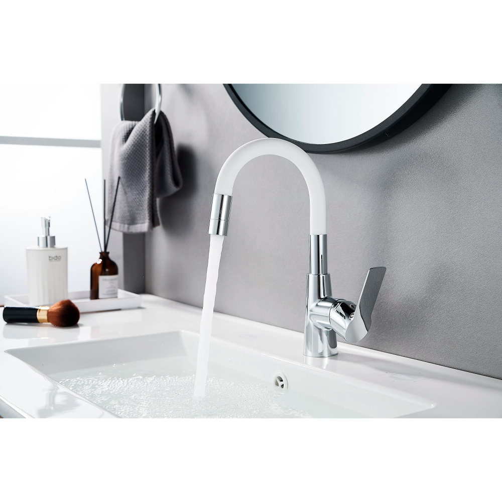 Inter Ceramic slavina za umivaonik alisado + set za ugradnju zinc/mesing kromirana/bijela slika 2