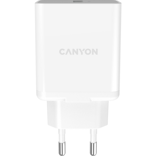 Canyon, Wall charger with 1*USB, QC3.0 24W, Input: 100V-240V, Output: DC 5V/3A,9V/2.67A,12V/2A, Eu plug, Over-load, over-heated, over-current and short circuit protection, CE, RoHS ,ERP. Size:89*46*26.5 mm,58g, White slika 1