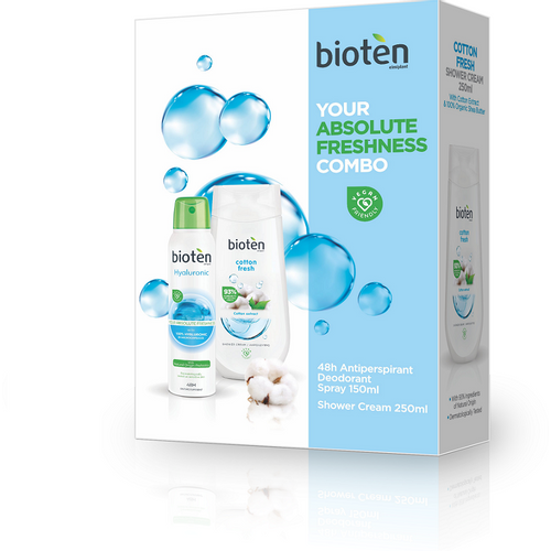 Bioten Set (Dezodorans+Gel Za Tuširanje) Hyaluronic+Pamuk 250ml slika 1