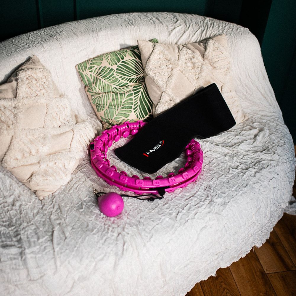 Set hula hoop hhw12 ljubičast s utegom hms + podrška za struk br163 crni plus veličina slika 4
