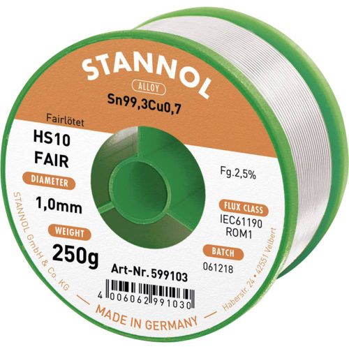 Stannol HS10-Fair lemna žica svitak  Sn99,3Cu0,7 ROM1 250 g 1 mm slika 1