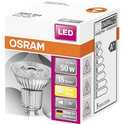 OSRAM 4058075112568 LED Energetska učinkovitost 2021 F (A - G) GU10 reflektor 4.3 W = 50 W toplo bijela (Ø x D) 50 mm x 52 mm  1 St. slika 3