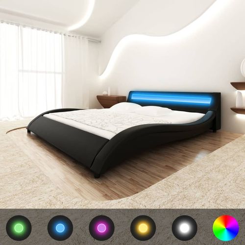 Krevet od umjetne kože s madracem od memorijske pjene LED crni slika 28