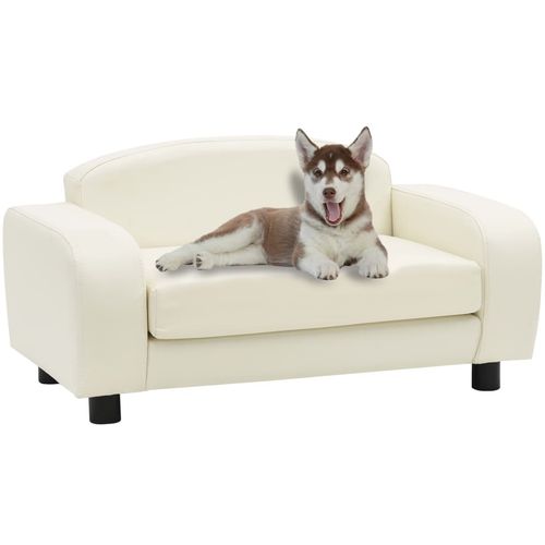 Sofa za pse krem-bijela 80 x 50 x 40 cm od umjetne kože slika 36