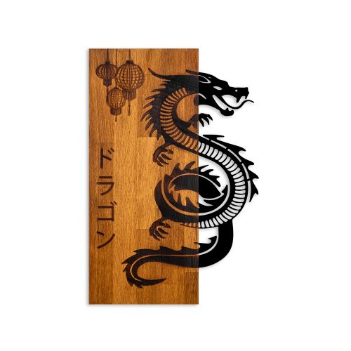 Dragon WalnutBlack Decorative Wooden Wall Accessory slika 5