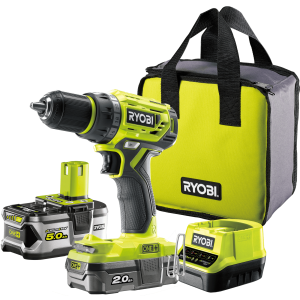 Ryobi Akumulatorska Brushless bušilica/odvijač + dvije baterije, punjač i torba, R18DD7-252S