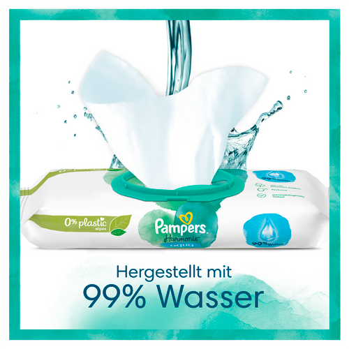 Pampers vlažne maramice Harmonie Aqua Plastic Free 15X48 XXL slika 3