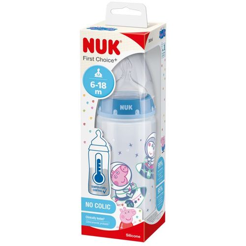 NUK Flašica First Choice+ sa indikatorom temperature 300ml 6-18mj, Peppa Pig - Plava slika 2